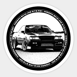 NISSAN SKYLINE GTS R31 Black 'N White 4 (Black Version) Sticker